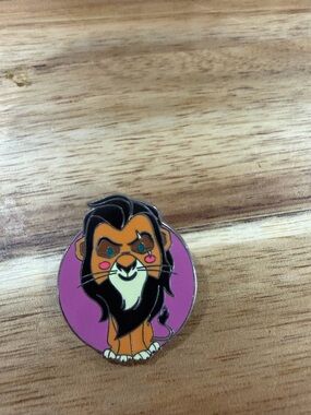 Disney Scar Cartoon Enamel Pin - Purple Background